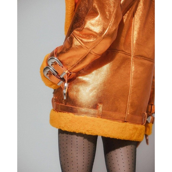 Free People Dancassab Wonder Metallic Orange Jacket Brand New With Tag - Picture 3 of 9